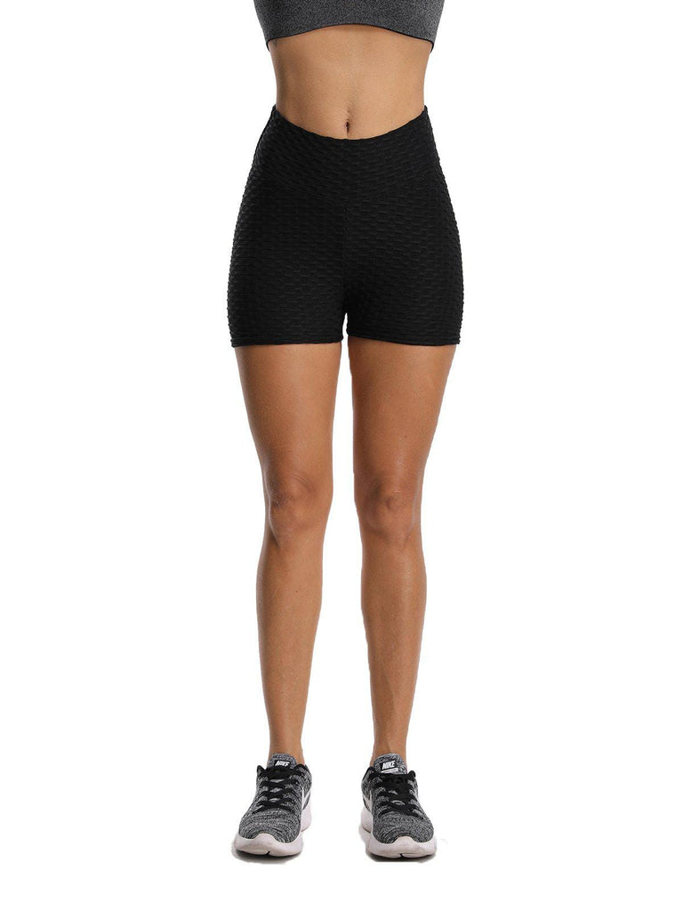 Textured High Elastic Workout Yoga Shorts - SeasumFits