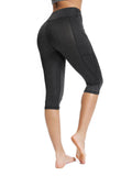 High Waist Solid Color Capris Yoga Pants - SEASUM