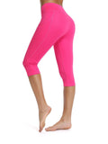 Soft Solid Color High Waist Capris Yoga Pants - SeasumFits