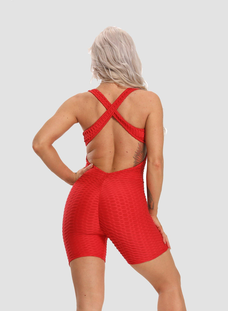 Women Back Cross Backless Sports Jumpsuits - SEASUM