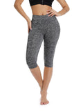 High Waist Solid Color Capris Yoga Pants - SEASUM