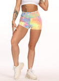 Women Tie Dyed Ruched Athletic Sports Yoga Shorts - SEASUM