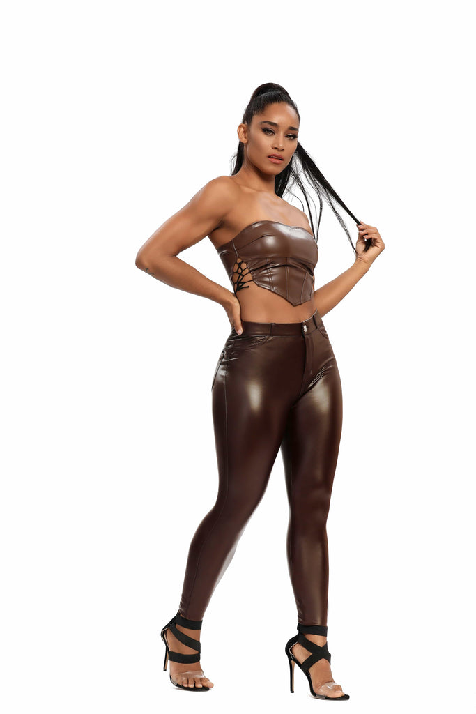 Cheap Leather pants Women Sexy Black High Waist Leggings Short