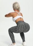 Women Three-dimensional Body Shaping Jacquard Leggings（sackcloth Interval Color）