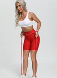 Women Three-dimensional Body Shaping Jacquard  Pocket 7" Shorts(Solid Color)