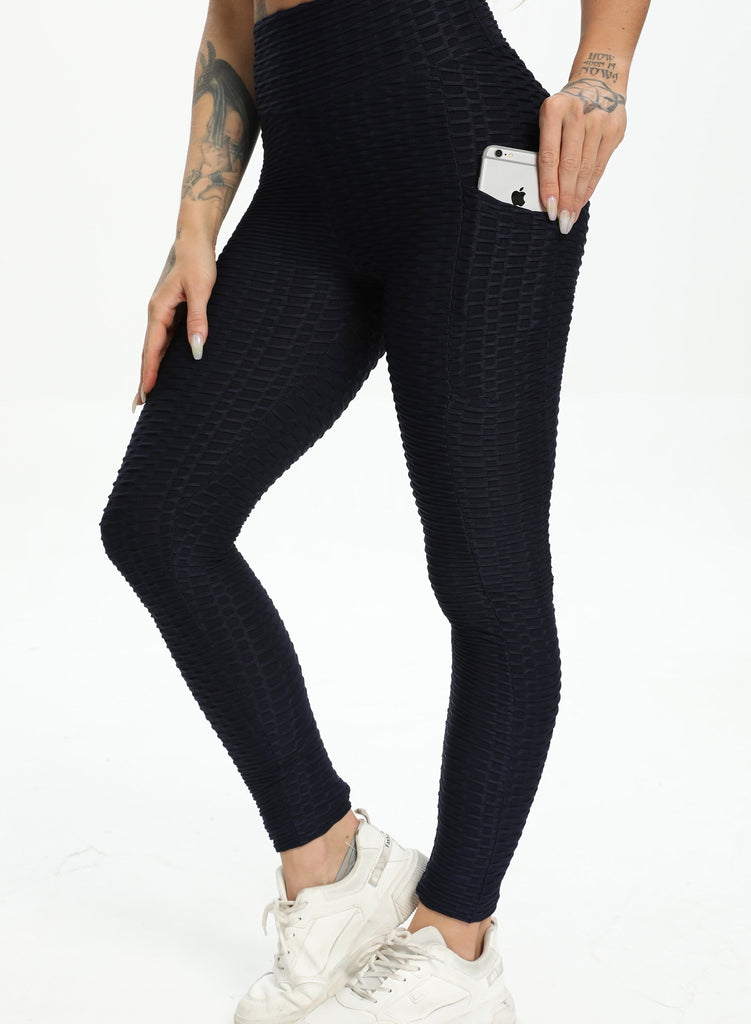 Honeycomb Solid Color Textured Leggings