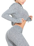 Women's Knit Material Comfy Hooded Long Sleeve Yoga Tops - SeasumFits