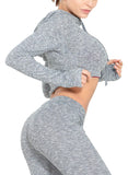 Knit Fabric Comfy Hooded Long Sleeve Yoga Tops - SEASUM