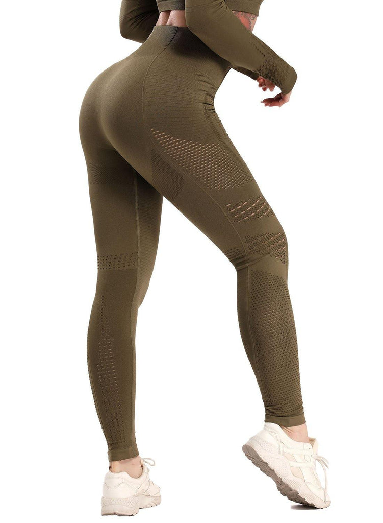 SEASUM Women's High Waist Yoga Leggings Tummy Control Butt Lift Tights  Textured Workout Running Pants Peacock Green M 