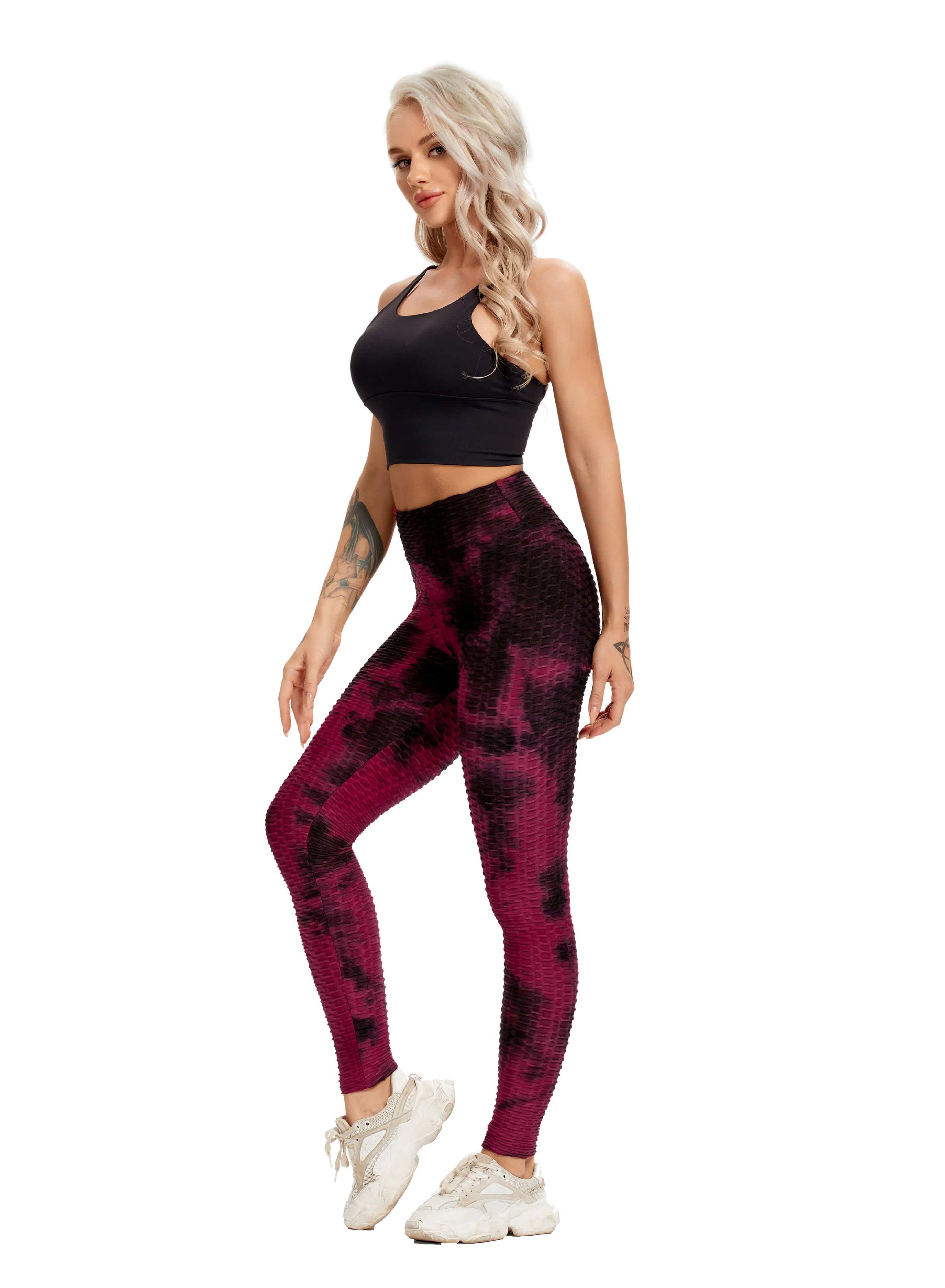 Women Three-dimensional Body Shaping Jacquard Leggings（Tie Dye1）