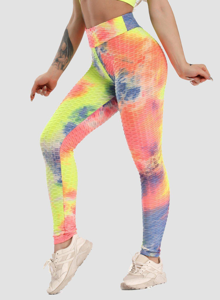 SEASUM Tie-dyed Leggings Compression Yoga Pants for Women
