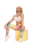 SEASUM Tie-dyed Leggings Compression Yoga Pants for Women