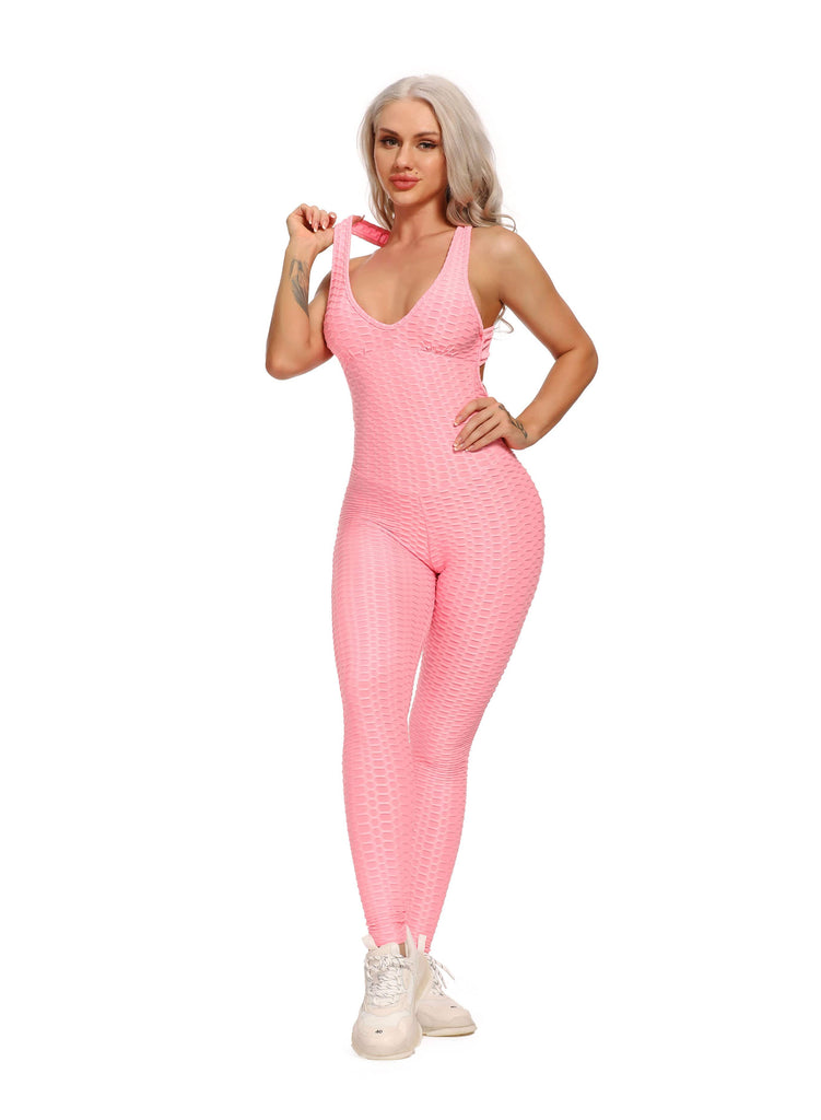 Women Three-dimensional Body Shaping Jacquard Jumpsuits(Solid Color)