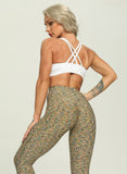 Women Three-dimensional Body Shaping Jacquard Leggings（sackcloth Interval Color）