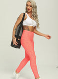 Women Three-dimensional Body Shaping Jacquard Leggings（sackcloth Interval Color）