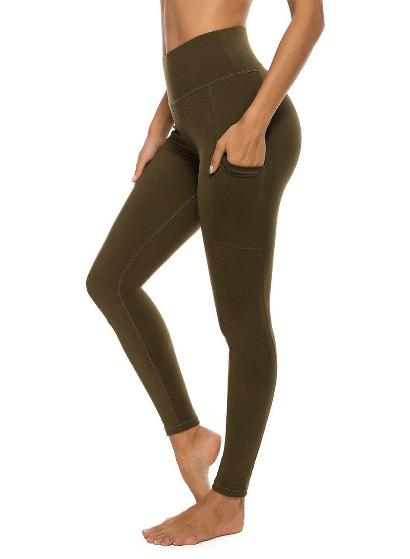 High Waist Ruched Pockets Running Yoga Leggings - SEASUM