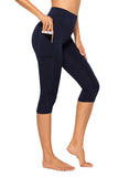 High Waist Solid Color Capris Leggings - SEASUM