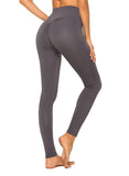 SEASUM-Solid Color Ruched High Waist Pockets Fitness Leggings