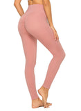 SEASUM-Solid Color Ruched High Waist Pockets Fitness Leggings