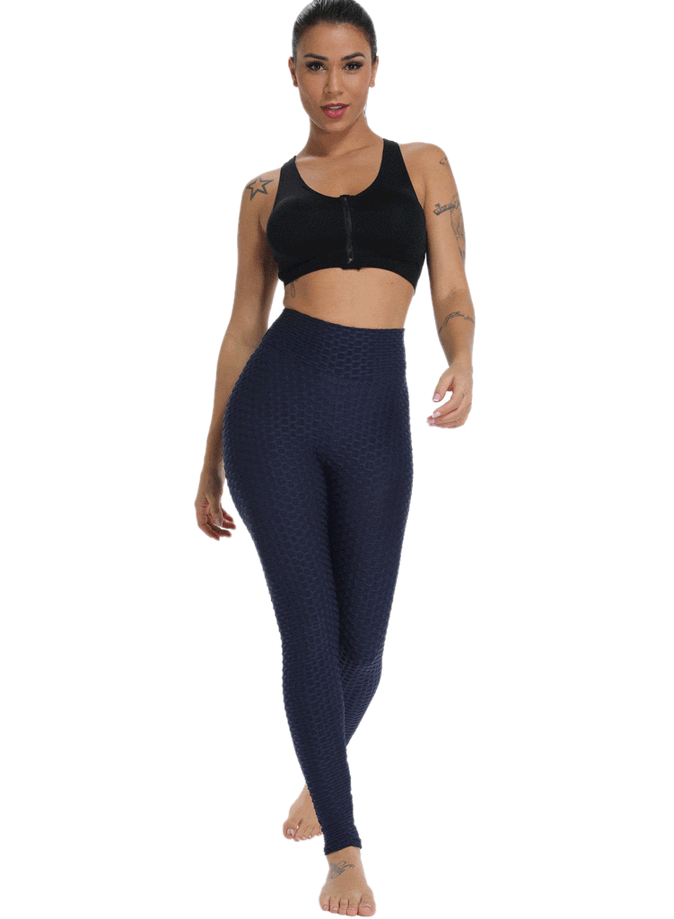 SEASUM Compression Leggings High Waisted Textured Ruched