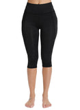 High Waist Solid Color Capris Yoga Pants - SEASUM