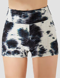 Tie-dyed Textured Ruched Shorts Black and White - SEASUM