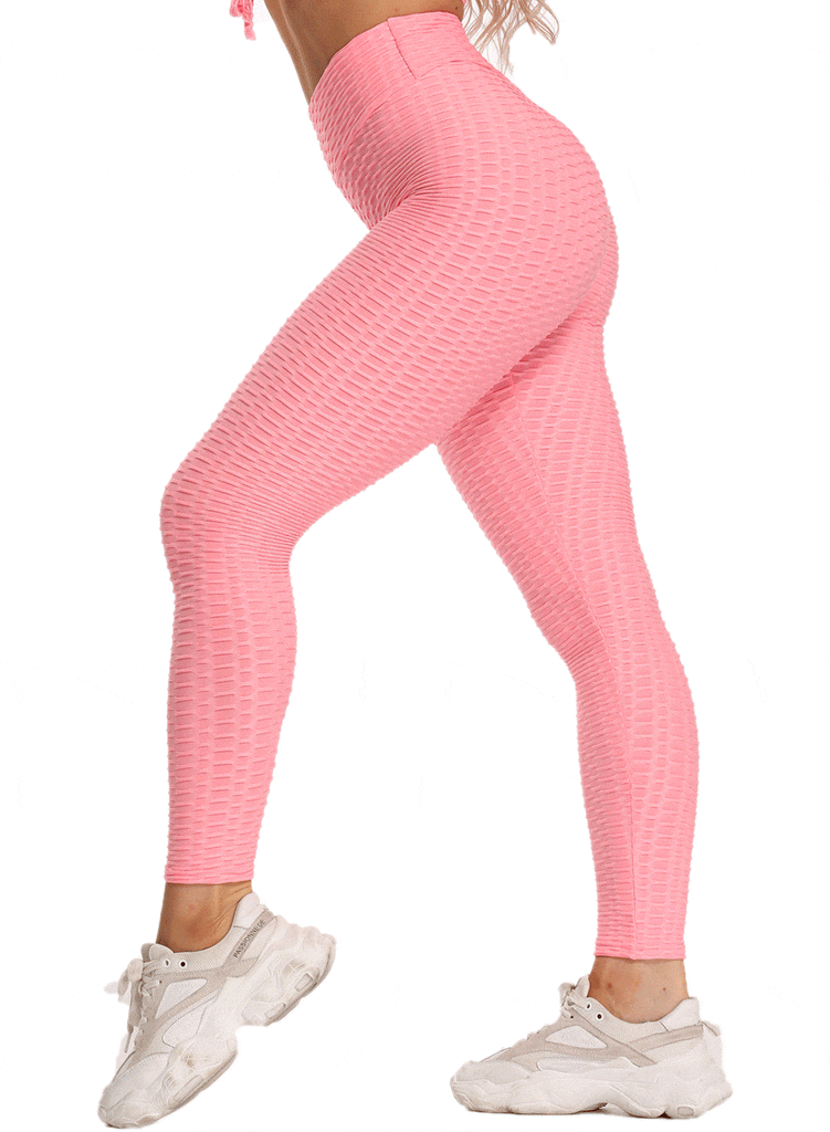 Girls Leggings Waffle Fitness Anti-Cellulite Ruched Scrunch Textured Yoga  Pants