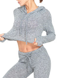 Knit Fabric Comfy Hooded Long Sleeve Yoga Tops - SEASUM