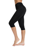 High Waist Solid Color Capris Yoga Pants - SEASUM