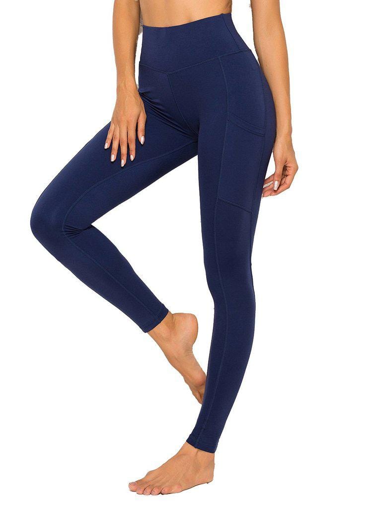  Womens High Waist Textured Workout Leggings Booty Scrunch  Yoga Pants Slimming Ruched Tights Dark Blue XL